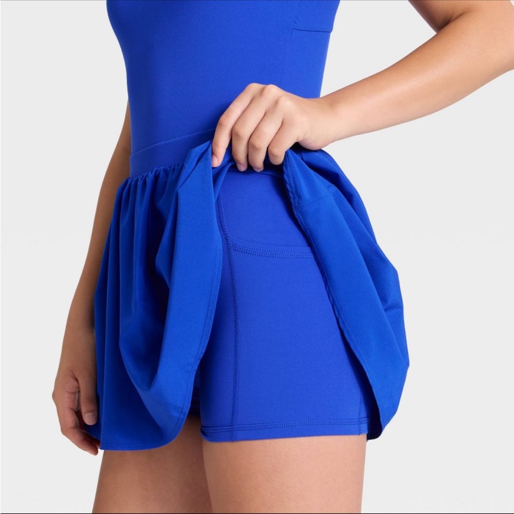 NWT JoyLab Women's Game Day Blue Open Back Flowy Active Romper Dress Size Medium - Picture 4 of 8